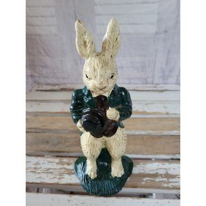 Cast iron bunny rabbit Easter decor door‎ stop mini metal vintage